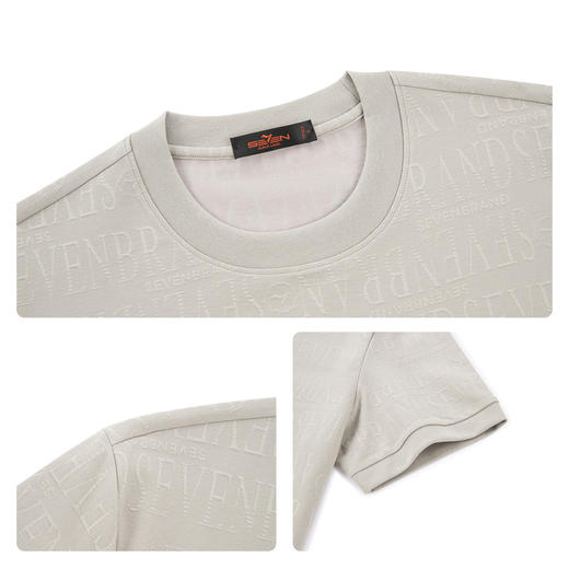 【提花T恤】柒牌短袖T恤男装2026夏季新款圆领字母商务柔软上衣 130T72130 商品图3