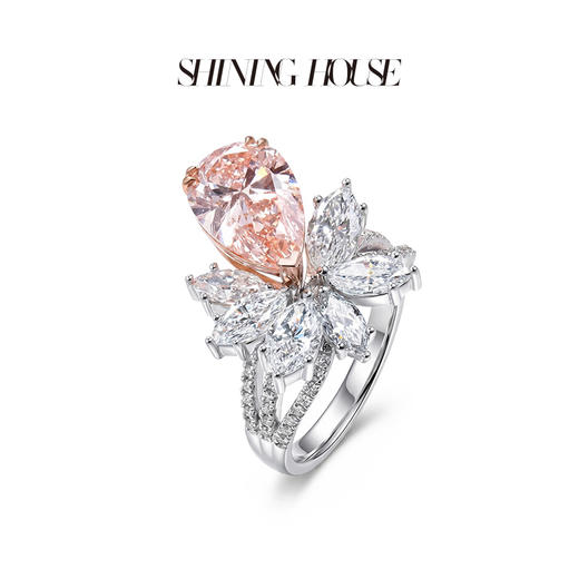 ShiningHouse[培育] 粉钻系列 18k金钻石戒指 梨形3克拉钻人工真钻人造钻石K金戒指时尚钻石戒指卓越匠心奢耀臻献【此商品不支持7天无理由退货退款】 商品图2