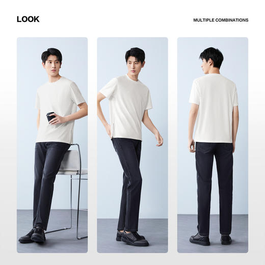 【凉感sorona】柒牌圆领提花短袖T恤男26夏季新款舒适百搭透气上衣 130T72450 商品图2