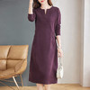 大码紫色连衣裙春装女款2026新款高端洋气女士长裙连身裙直筒裙子 商品缩略图1