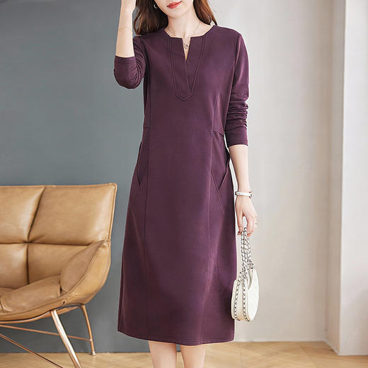 大码紫色连衣裙春装女款2026新款高端洋气女士长裙连身裙直筒裙子 商品图1