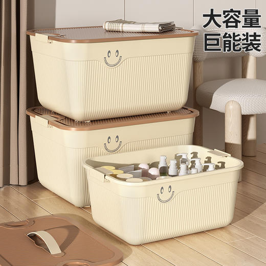 【优选材质❗️加固加厚】桌面收纳盒零食杂物水果收纳筐手提带盖塑料家居衣物收纳整理箱。ya 商品图2