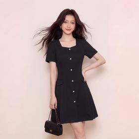 奢姿大码女装2026夏季气质方领轻奢时尚连衣裙胖妹妹小香风裙子3262803826