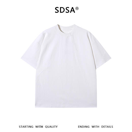 SDSA男装2026新款轻奢潮牌简约纯色割线肌理感圆领短袖T恤百搭 商品图0
