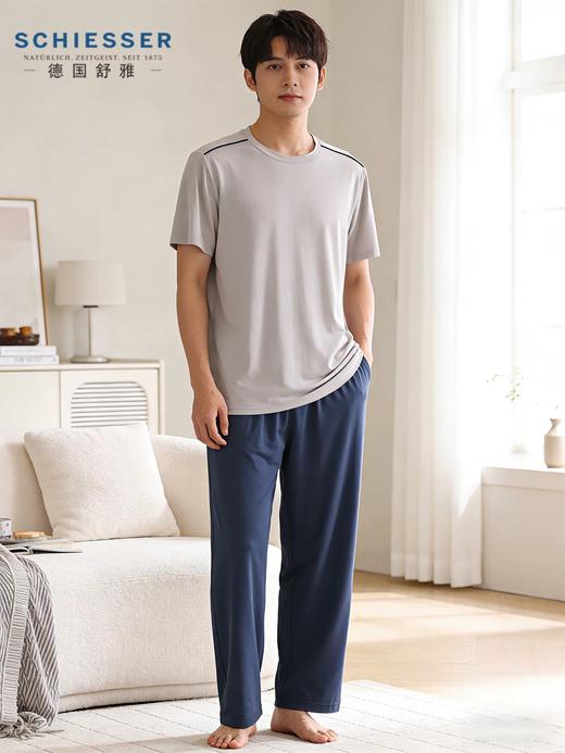【50S椰油莫代尔】SCHIESSER德国舒雅男士50支莫代尔+粘纤圆领短袖长裤套装35/25013H 商品图0