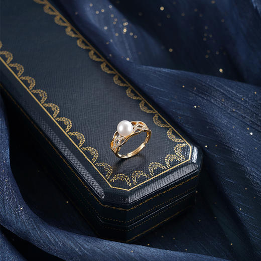 子佩集【玲珑华契‌】银S925珍珠惜王妃戒指【YR0035】6.8mm珠镀金交织缠绕2601 商品图1