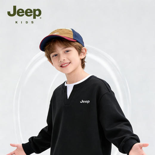 【儿童服饰丨JeepKids吉普男女童春秋洋气套头衫】面料舒适透气，耐穿耐洗，经典螺纹圆领穿脱方便，款式简约百搭，单穿叠穿都好看 商品图8