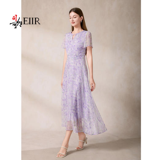 司歌印花收腰短袖碎花裙雪纺连衣裙短袖A911002X 商品图3