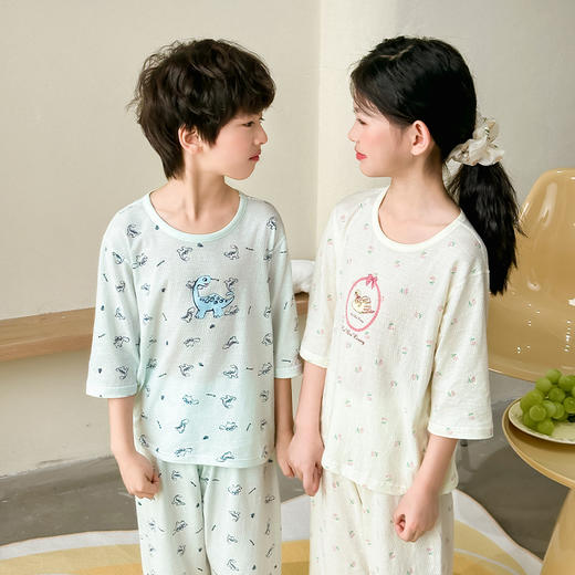 【拼手速49.9元任选2套】儿童A类纯棉七分袖家居服套装100-170码男女童云感居家服店★为爱严选 商品图2