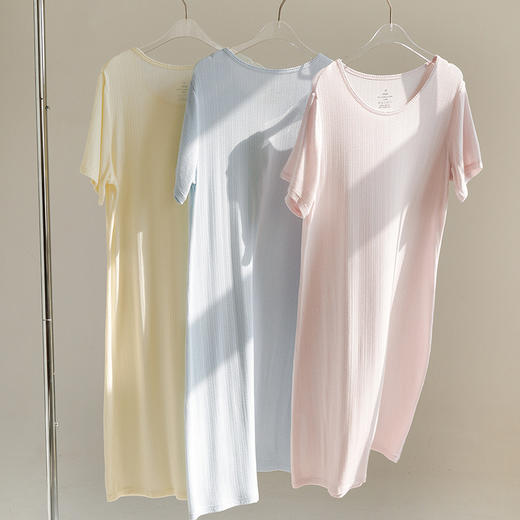 官网690！华家莱赛尔天丝裸感透气短袖睡裙女亲肤休闲可外穿中长款连衣裙家居服 商品图4