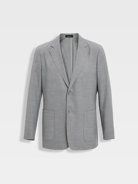 callisto清爽灰色丝毛混纺十字编织西服