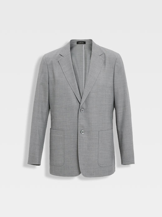 callisto清爽灰色丝毛混纺十字编织西服 商品图0