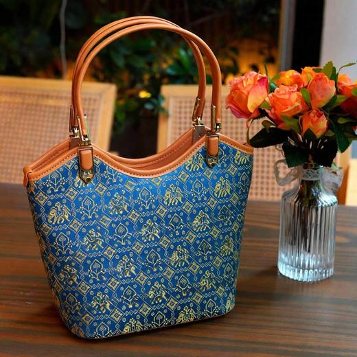 丁摩 壮锦包女休闲单肩斜挎手提通勤托特包菜篮子包6ZF-5603F3 商品图1