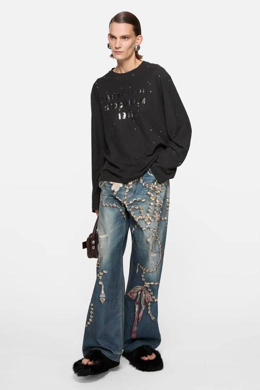 𝐀𝐜𝐧𝐞镜面烫钻长tee 𝟏𝟗𝟗𝟔闪银限定系列 商品图5