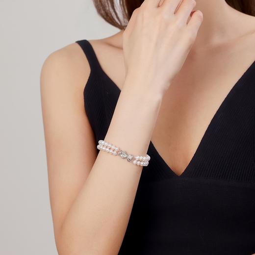 IIPO宜珠宜宝双层珍珠手链6-7mm蝴蝶结925银扣(礼盒装) 商品图0