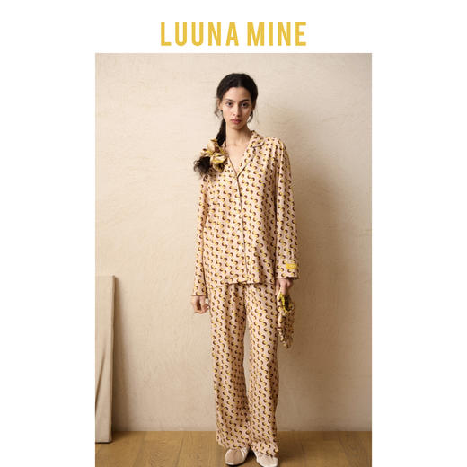 月亮宝藏LUUNAMINE 进口兰精天丝缎原创印花设计师长袖家居服套装 商品图2