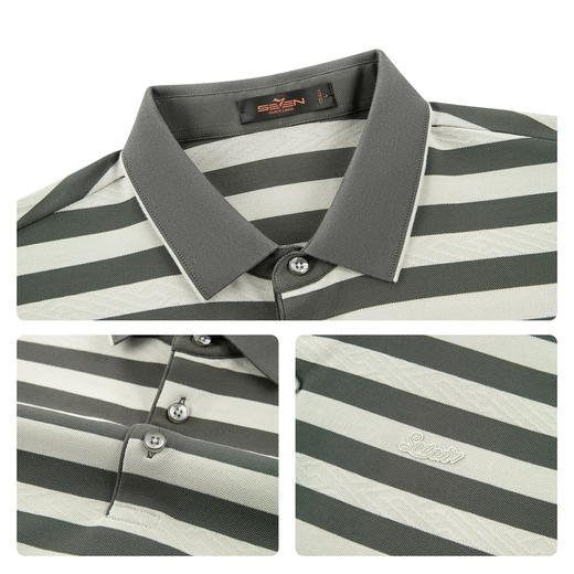 【条纹POLO衫】柒牌男装26夏上新短袖POLO衫柔软舒适男士上衣 130T70610 商品图3
