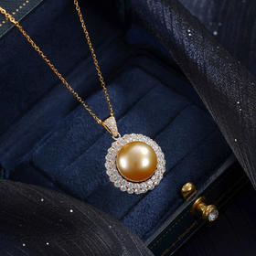 子佩集【光年之遇】银S925珍珠惜王妃套链【HJYDZ001】13mm珠镀金太阳花金色珠2601