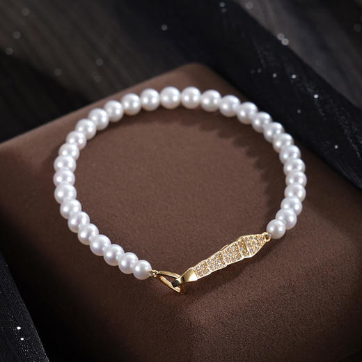 子佩集【月珀神谕】银S925珍珠惜王妃手链【MLSL014】4mm珠镀金蛇2601 商品图0