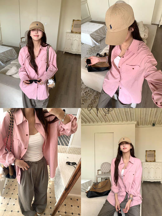 青乔慕染冰岛欧尼玫瑰粉衬衫3004 商品图2