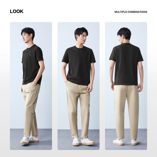 【格纹提花】柒牌男装2026夏季新款圆领微弹柔软舒适休闲短袖T恤 130T71950 商品图2