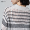 【商场同款】CNK6416  “ 条纹镂空衫 ”轻亚麻混纺 干爽舒适 宽松版型舒适自在POLO领毛衫 商品缩略图3