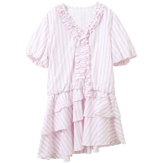 【100棉】三彩独醒2026夏季新款连衣裙小个子短裙条纹A字裙F 商品图4