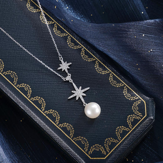 子佩集【星芒守护】银S925珍珠惜王妃套链【YB5320】8.8mm珠双色星芒2601 商品图1