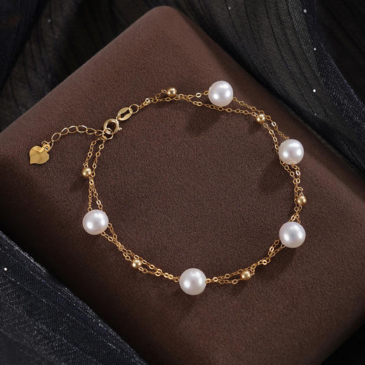 子佩集【星河光芒】G18K珍珠惜王妃手链【MLKJSL002】5.8mm珠多珠双层链2601 商品图0