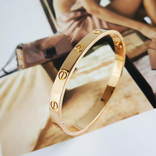 【95新】Cartier卡地亚LOVE系列B6035518黄金宽版无钻LOVE三代手镯18号中性款130326NJS06 商品图5