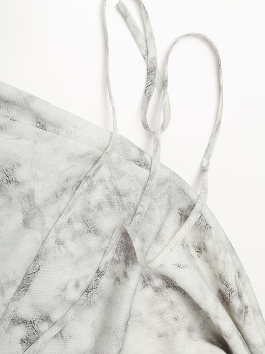 慵懒度假风水墨印花吊带长裙 垂坠感醋酸面料显瘦开叉连衣裙 商品图4