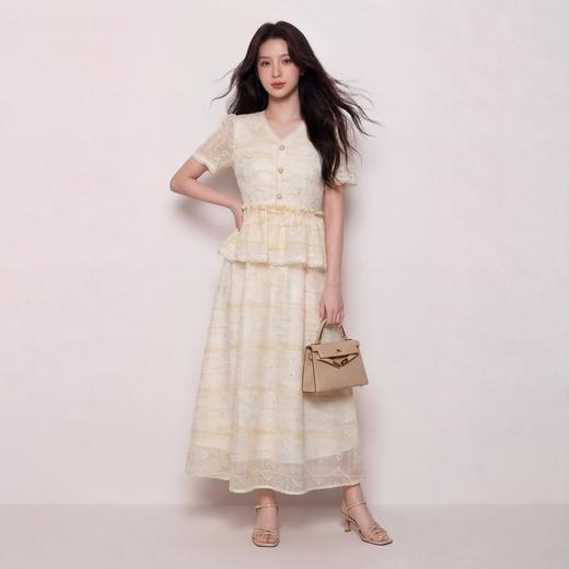 奢姿大码女装2026夏季减龄镂空绣花V领两件套胖妹妹木耳边套装 9962954589 商品图3