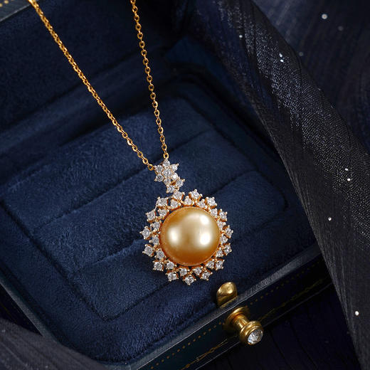 子佩集【金色童话】银S925珍珠惜王妃套链【HJYDZ002】12.5mm珠镀金太阳花金色珠2601 商品图0