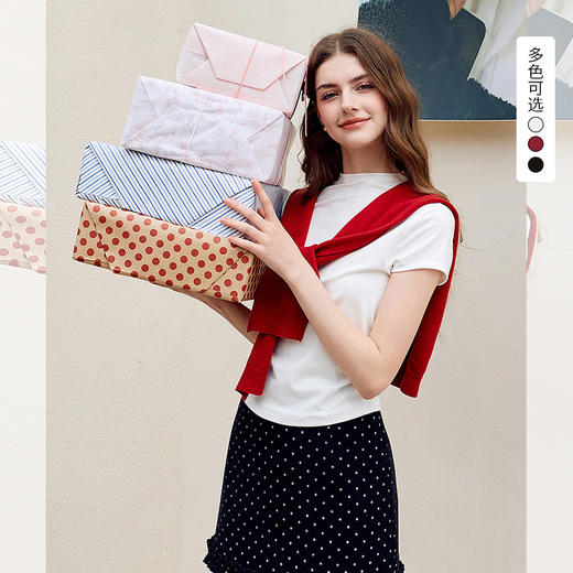 西遇法式半高领正肩短袖T恤女2026年夏季新款莱赛尔打底修身上衣SS060239 商品图0