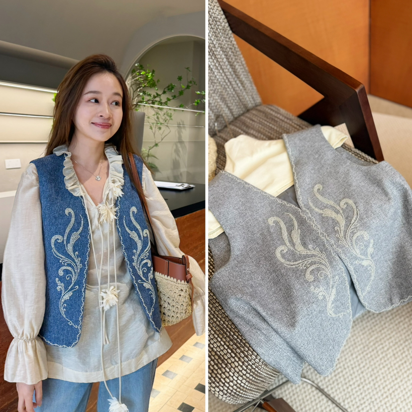 2603402    牛仔 绣珠刺绣🪡 马甲 春夏必备✌️