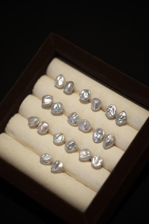 稀有天然银河系巴洛克天然淡水珍珠碎银耳钉 商品图6