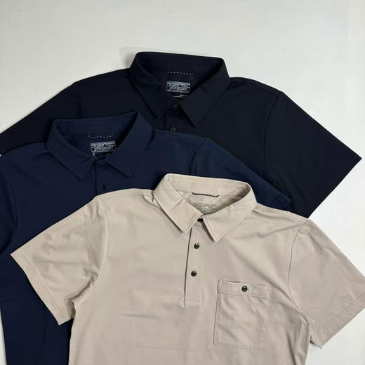 原单正品 Patagonia Transit Traveler 男士速干Polo短袖，
黑色/土黄色/藏青 S-XXL 商品图1