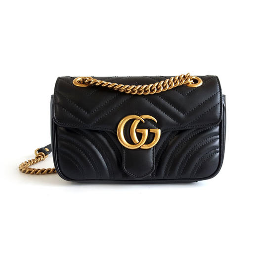 【95新】Gucci古驰Marmont系列446744黑金马蒙22新款内里链条包单肩包单肩斜挎包女士230326HS03 商品图0