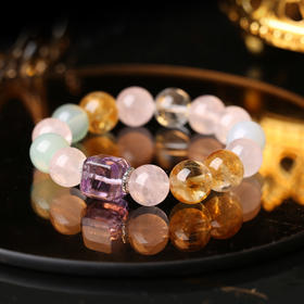 【祈愿吉品】「翡色生香」粉晶黄塔晶手链