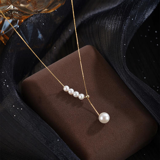 子佩集【瑶光女神】G18K珍珠惜王妃项链【MLKJXL008】4-7.5mm珠镀金多珠吊球2601 商品图1