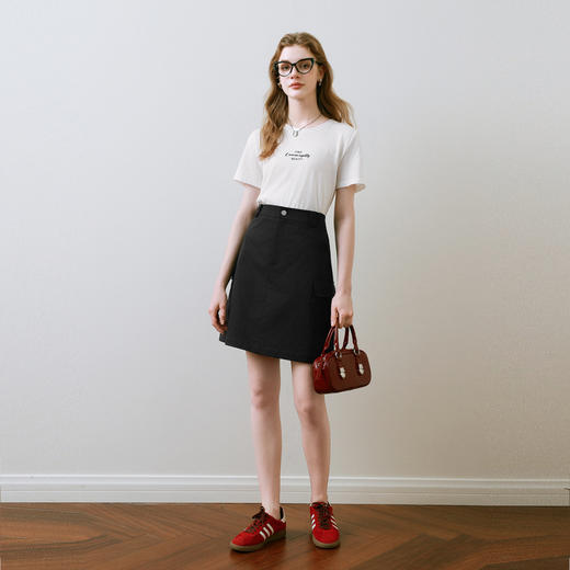 【商场同款】诗凡黎气质通勤半身裙2025夏新款挺括短裙3G4240041 商品图1
