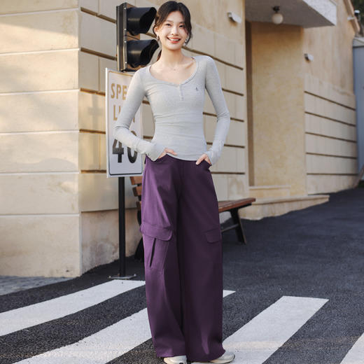 【腿型修容师，柔软丝滑】春夏季新款SAKURA樱花工装弯刀裤女新款高腰显瘦直筒裤藏肉百搭多口袋阔腿裤 商品图4