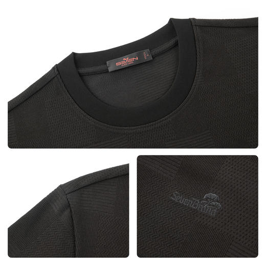 【格纹提花】柒牌男装2026夏季新款圆领微弹柔软舒适休闲短袖T恤 130T71950 商品图3