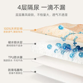 贝肽斯婴儿隔尿垫天然彩棉防水可水洗床单姨妈垫生理期 瑞兔65x120cm