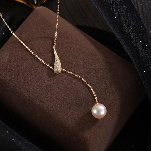 子佩集【洛神之迷】银S925珍珠惜王妃套链【HJYTL007】9mm珠镀金水滴吊球2601 商品图0