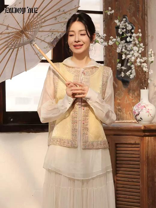 【门店同款】ENJOY春季“画中行”春雾纱中式上衣 169543836 商品图0