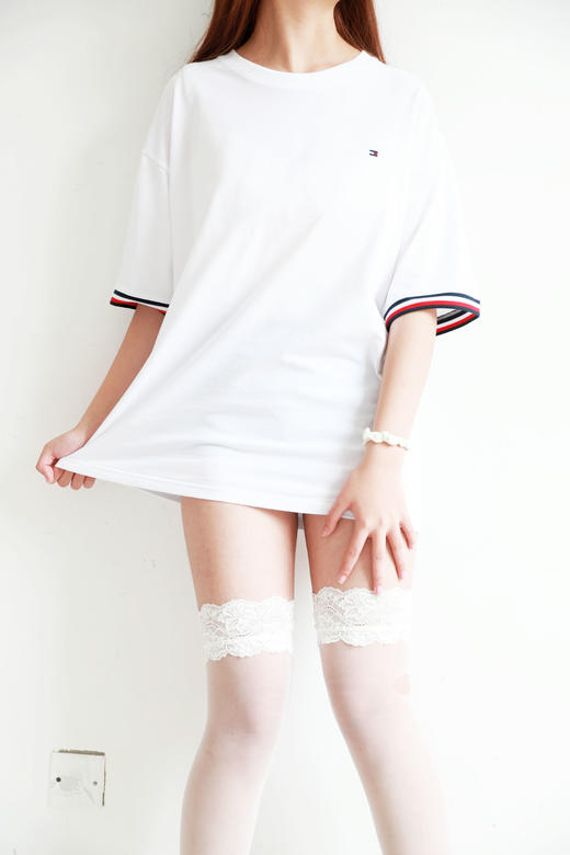 基础全棉tee，胸口小标刺绣。撞色边正肩情侣款宽松半袖儿E032468 商品图13