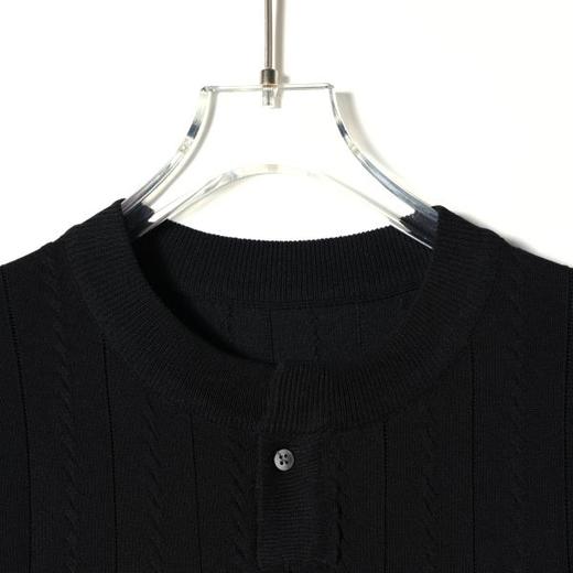 266010SDSA男装2026新款高贵轻奢老钱风纯色竖纹亨利领短袖T恤百搭上衣 商品图2