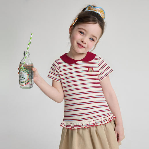 笛莎Deesha 2026年夏季新款小童女童翻领TT恤 商品图0