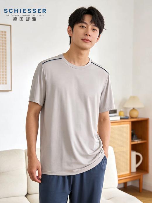 【50S椰油莫代尔】SCHIESSER德国舒雅男士50支莫代尔+粘纤圆领短袖长裤套装35/25013H 商品图1